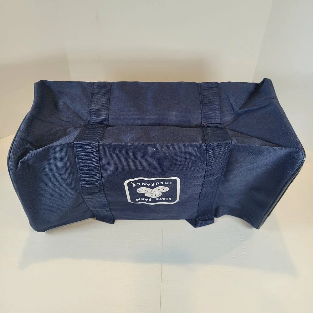Vintage State Farm Insurance Navy Blue Canvas Duffle Travel Gym Bag